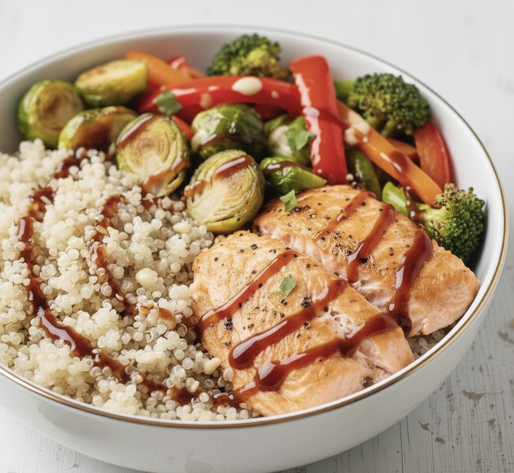 Teriyaki Air-Fried Salmon Bowl