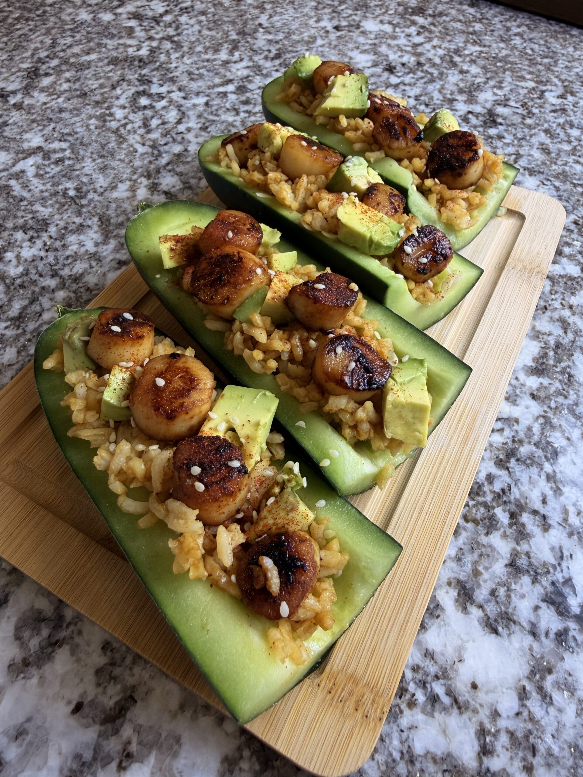 Coconut Scallop Cucumber Boats