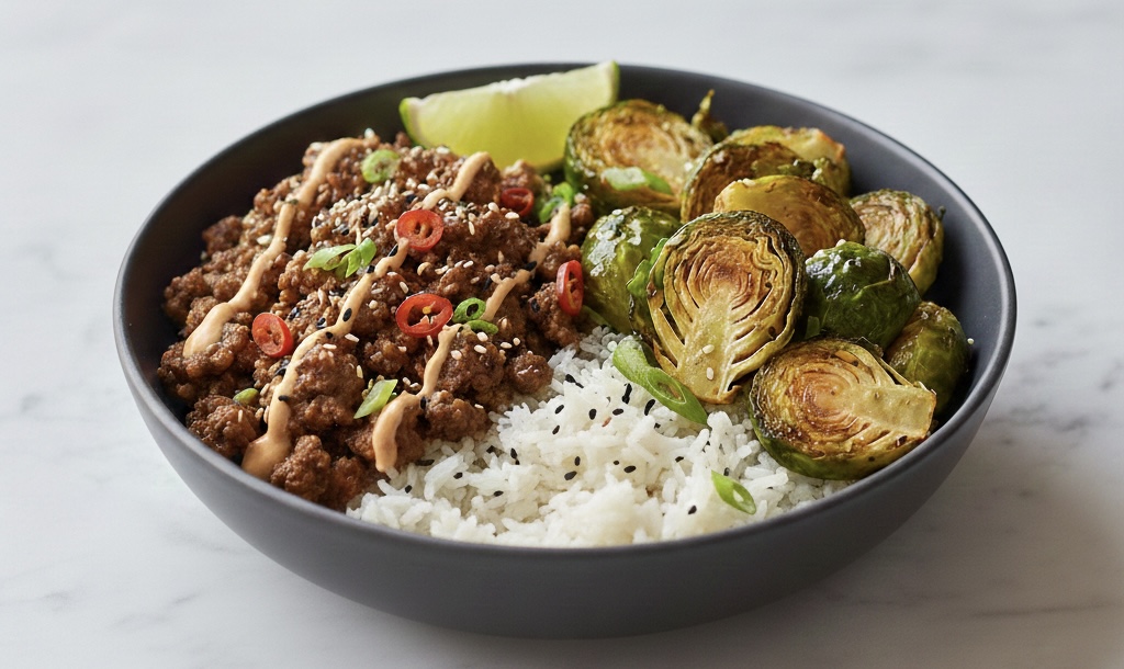 Crispy Brussel Beef Power Bowl