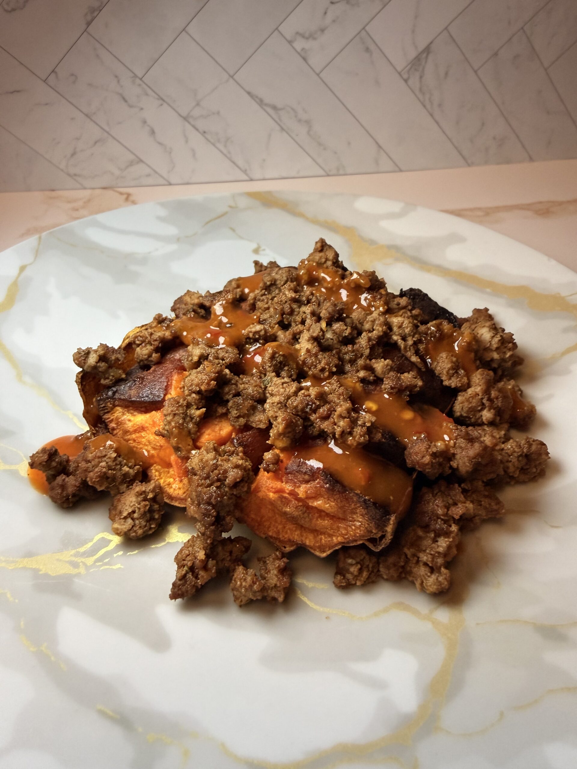 Sriracha Maple Stuffed Sweet Potato